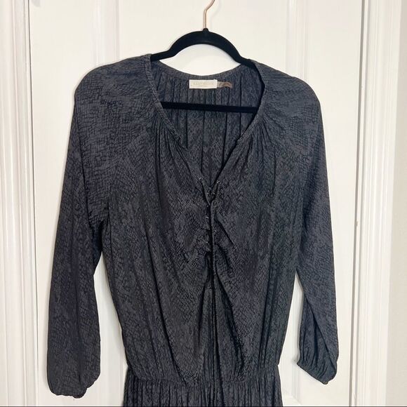 Ramy Brook Allie lace up Mini Dress Sz XS black snake print - Picture 6 of 8